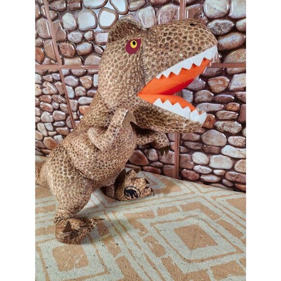 Jurassic World Dominion Plush Brown Raging T-Rex Pillow Stuffed Dinosaur Toy 22" - Picture 4 of 6